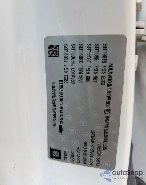 2019 Chevrolet Silverado K1500 Lt из США, поврежденный, VIN 3GCUYDED3KG275518